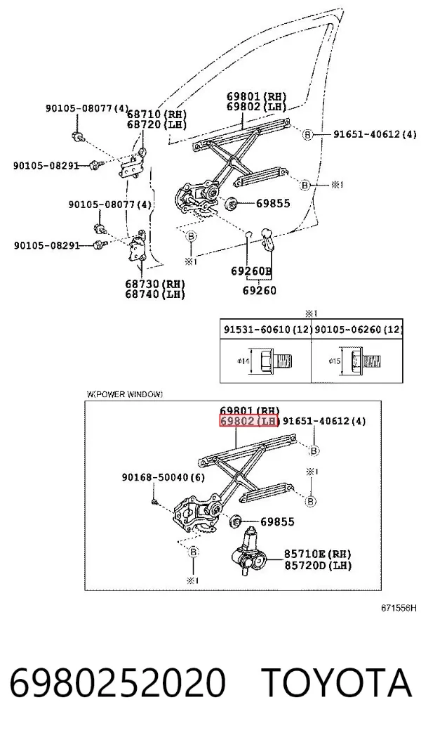 Mechanizm podnoszenia szyby drzwi przednich lewych Toyota Yaris VERSO