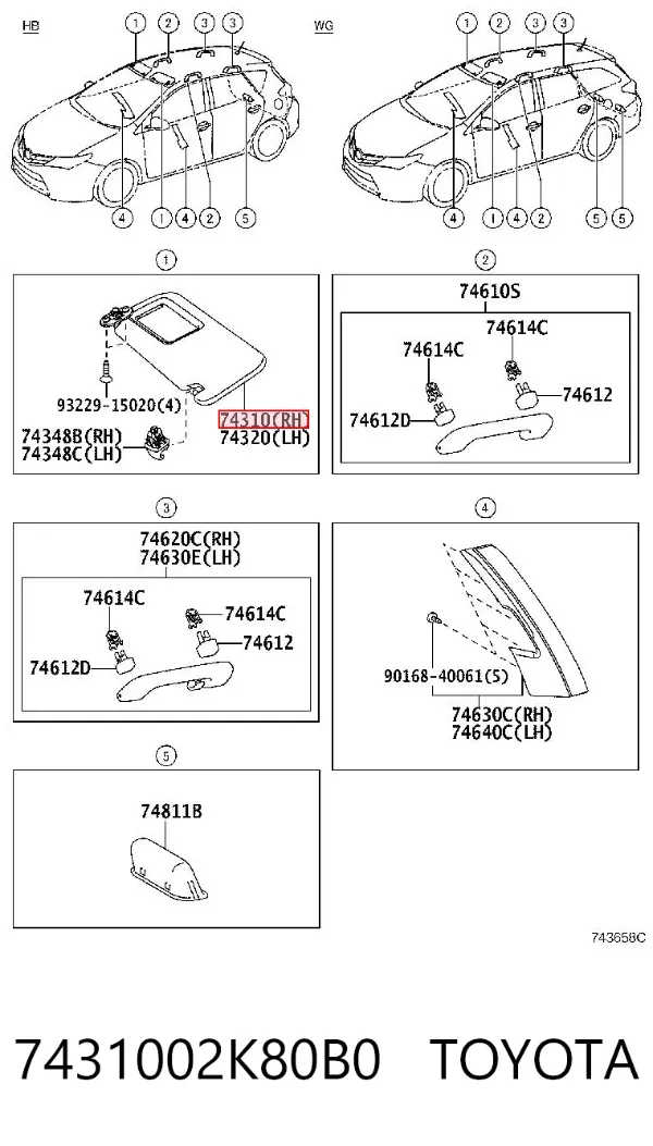 Osłona przeciwsłoneczna 7431002K80B0 Toyota