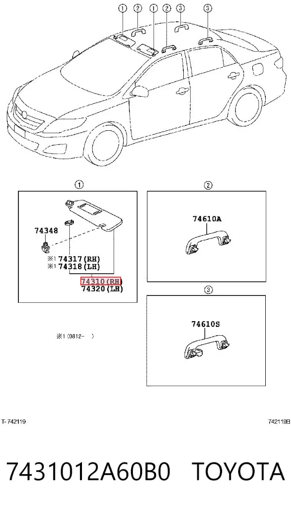 Osłona przeciwsłoneczna 7431012A60B0 Toyota