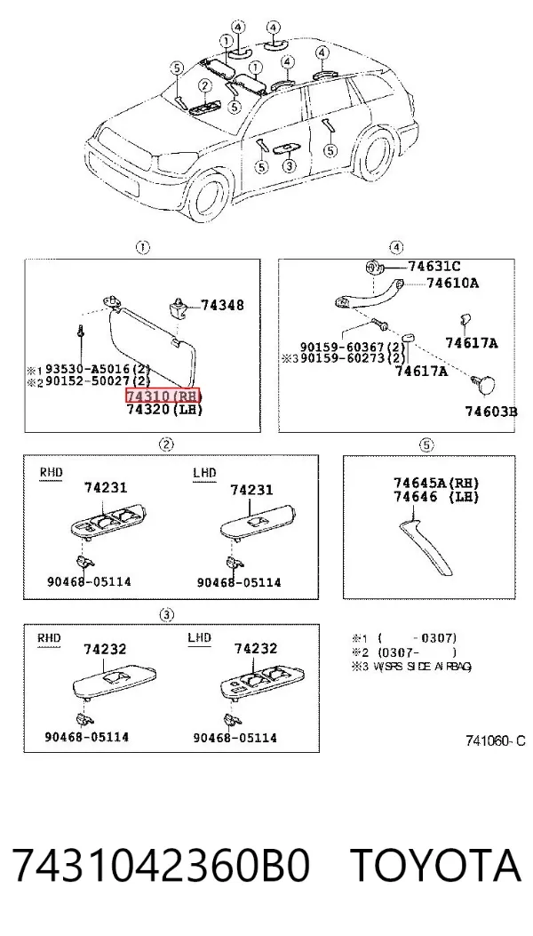 Osłona przeciwsłoneczna 7431042360B0 Toyota