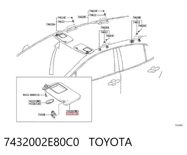 Osłona przeciwsłoneczna 7432002E80C0 Toyota