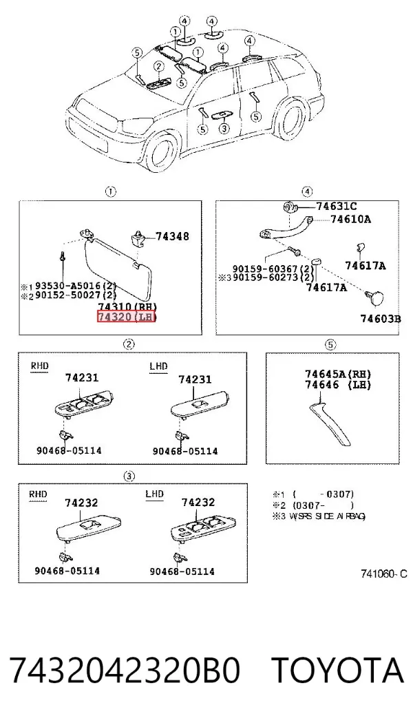 Osłona przeciwsłoneczna 7432042320B0 Toyota