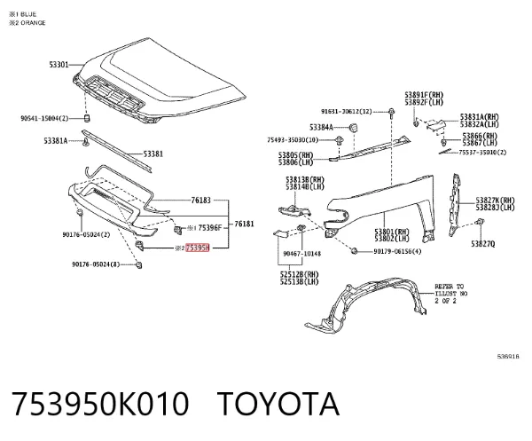 Spinka mocowania chlapacza 753950K010 Toyota