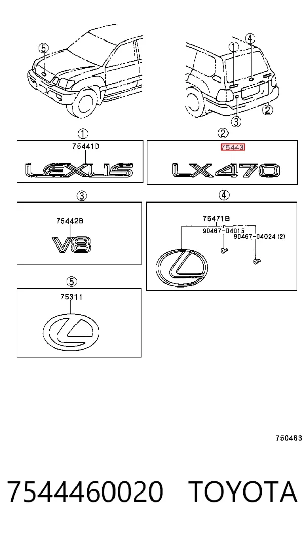 Emblemat na klapę bagaznika (znaczek firmowy) Lexus LX 470