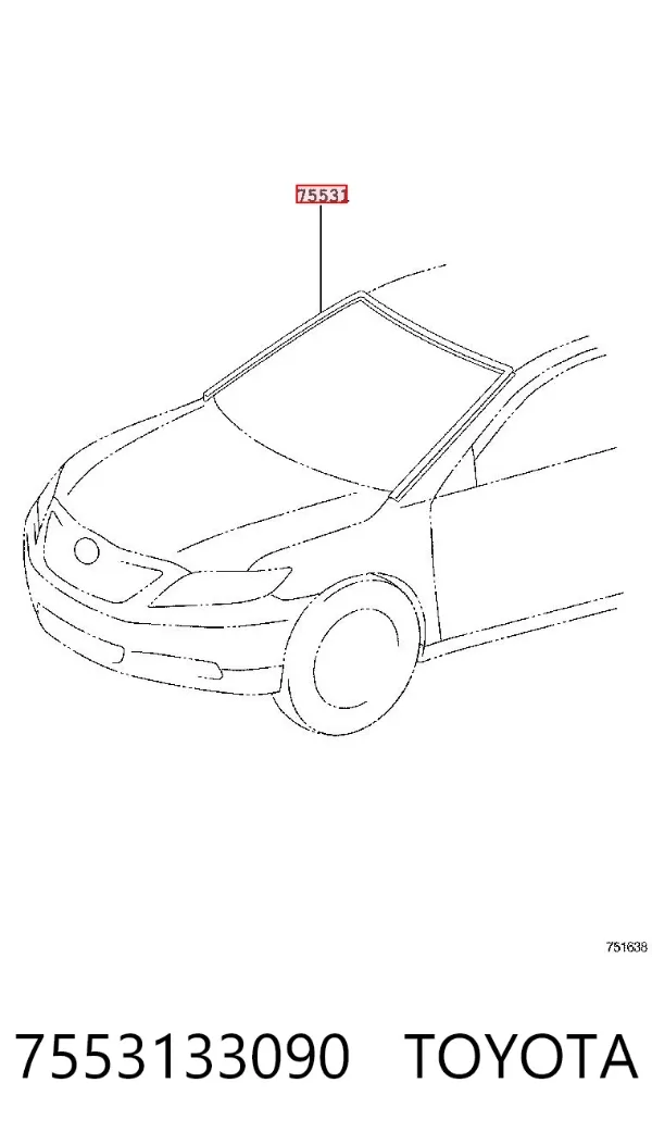 Listwa ochronna szyby przedniej 7553133090 Toyota