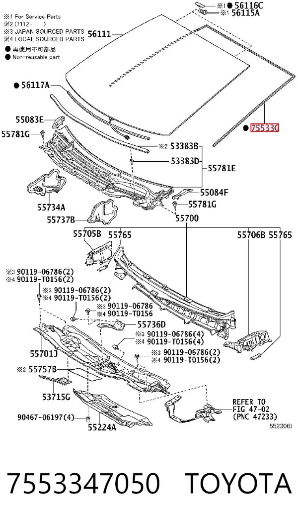 Listwa ochronna szyby przedniej Toyota Prius ZVW30