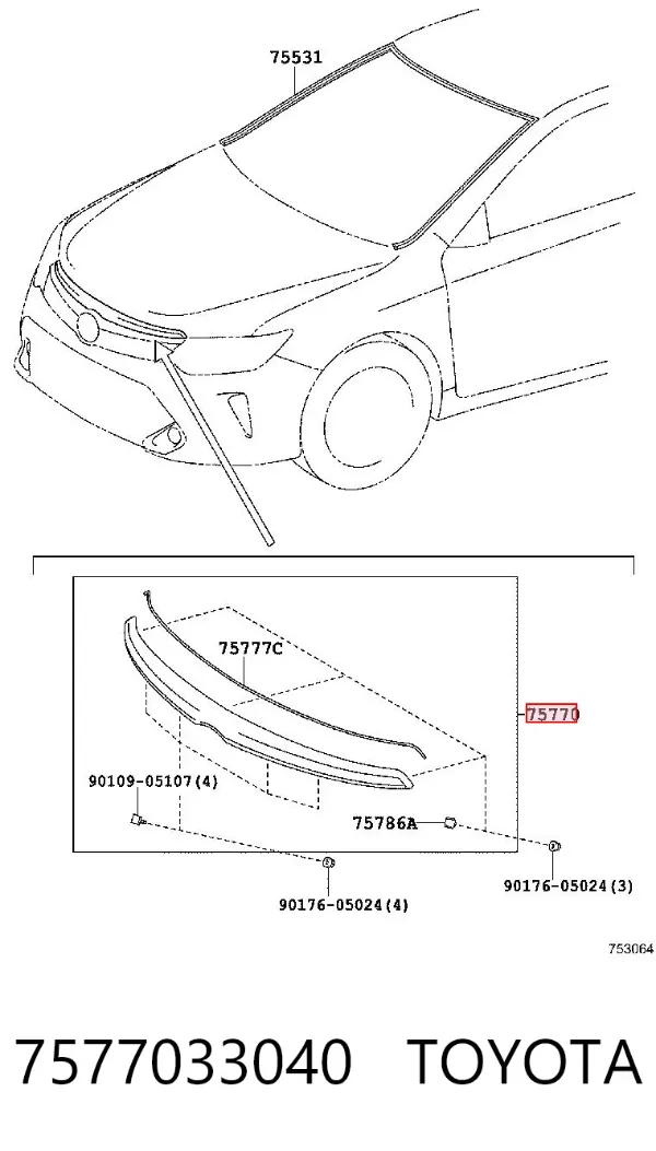 Listwa ochronna maski 7577033040 Toyota