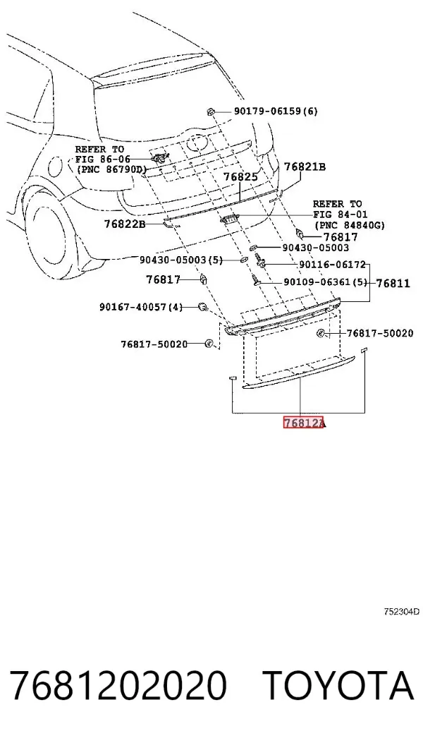 Nakładka bagażnika (3/5 drzwi tylnych) 7681202020 Toyota