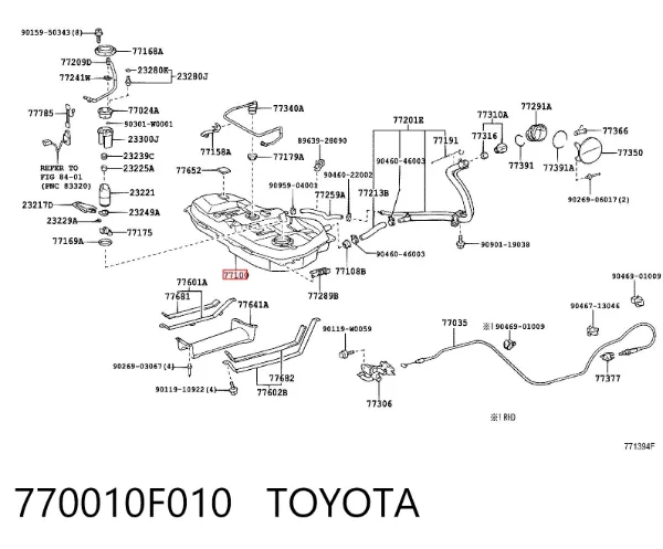Zbiornik paliwa 770010F010 Toyota