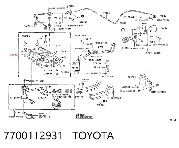 Zbiornik paliwa 7700112931 Toyota