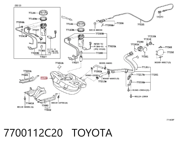 Zbiornik paliwa 7700112C20 Toyota