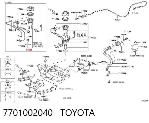 Moduł pompy paliwowej z czujnikiem poziomu paliwa 7701002040 Toyota
