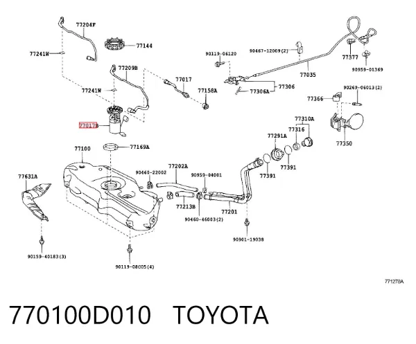 Czujnik poziomu paliwa w zbiorniku 770100D010 Toyota