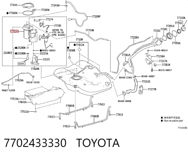 Filtr paliwa 7702433330 Toyota