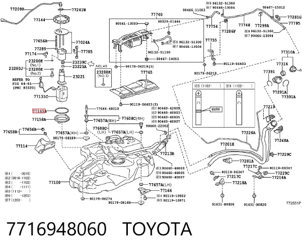 Uszczelka obudowy filtra paliwa 7716948060 Toyota