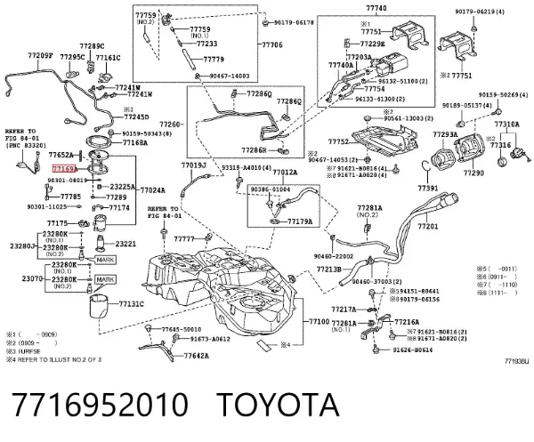 Uszczelka czujnika poziomu paliwa /pompy paliwa (zbiornik paliwa) 7716952010 Toyota