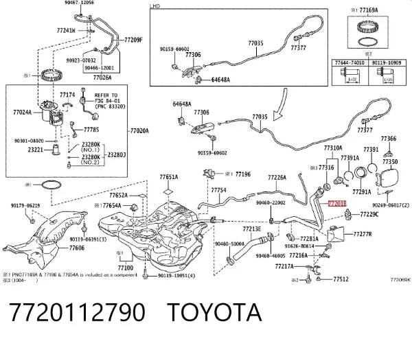 Przewód wlewu zbiornika paliwa 7720112790 Toyota