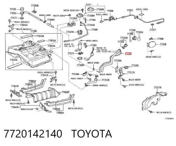 Przewód wlewu zbiornika paliwa 7720142140 Toyota