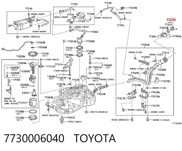 Korek wlewu paliwa 7730006040 Toyota