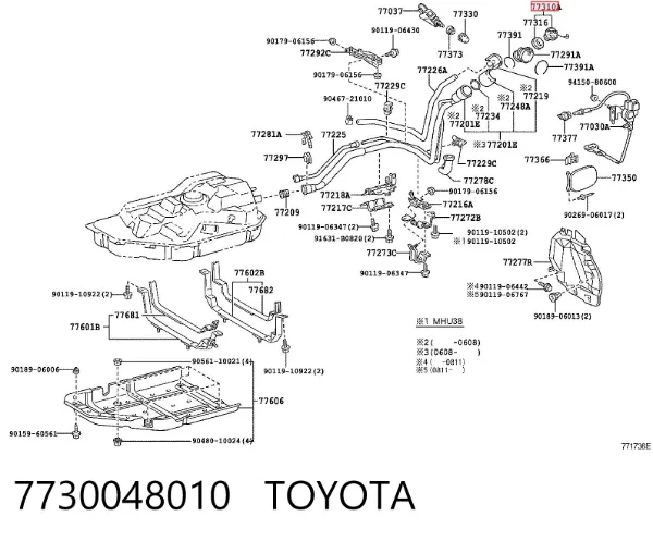 Korek wlewu paliwa 7730048010 Toyota