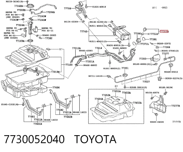 Korek wlewu paliwa 7730052040 Toyota