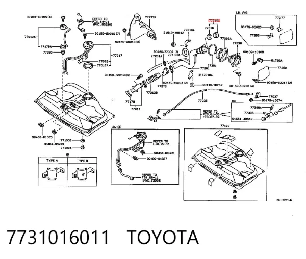 Korek wlewu paliwa 7731016011 Toyota