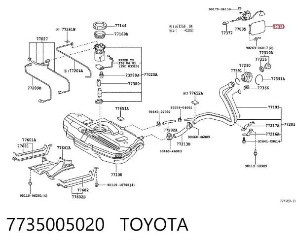 Klapka wlewu paliwa Toyota Avensis II