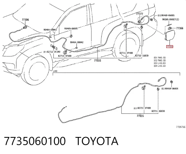 Klapka wlewu paliwa Toyota Land Cruiser PRADO