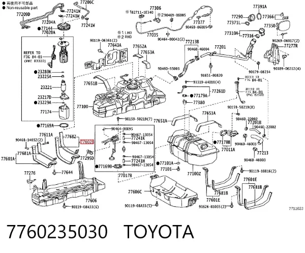 Uchwyt zbiornika paliwa 7760235030 Toyota