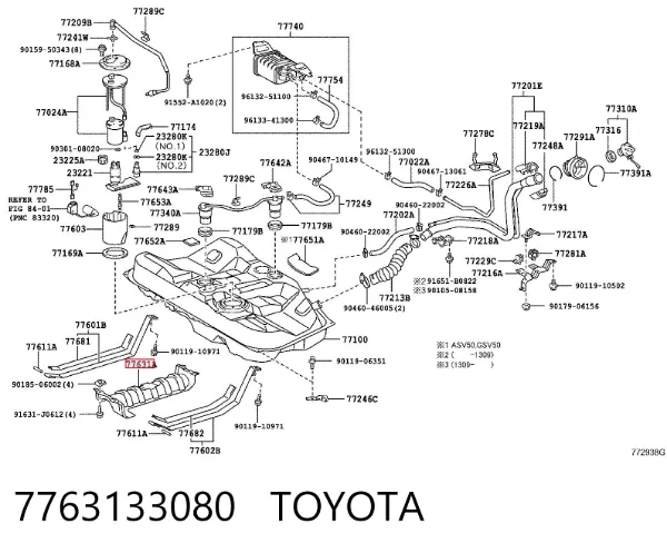 Osłona podwozia, zbiornika paliwa 7763133080 Toyota