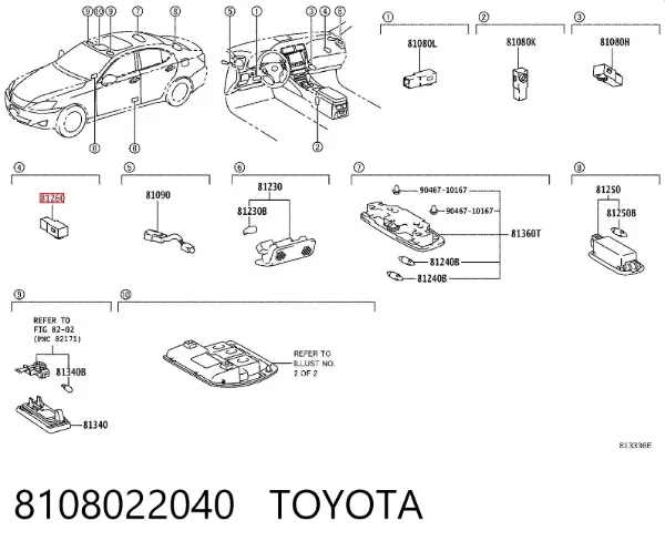 Lampa oświetlenia schowka 8108022040 Toyota