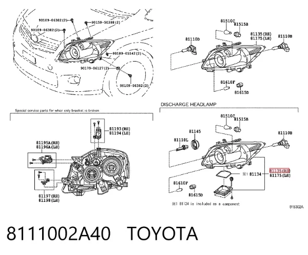 Reflektor prawy 8111002A40 Toyota