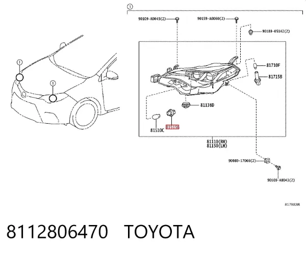 Oprawka żarówki kierunkowskazu 8112806470 Toyota