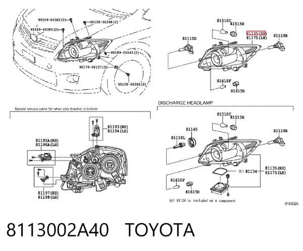 Reflektor prawy 8113002A40 Toyota