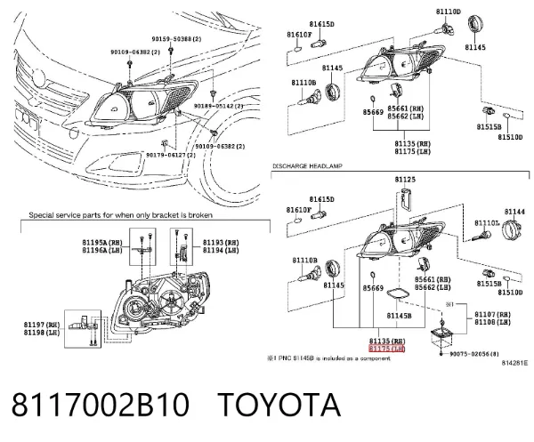 Reflektor lewy 8117002B10 Toyota