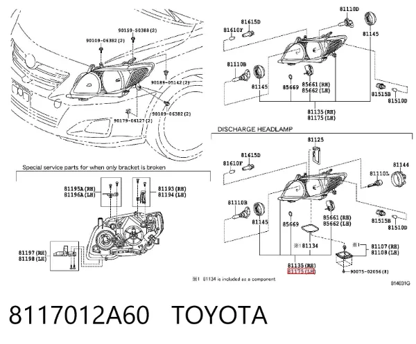 Reflektor lewy 8117012A60 Toyota