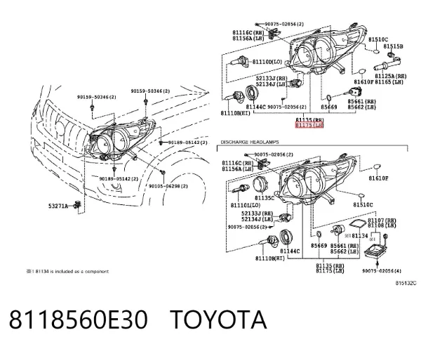 Reflektor lewy 8118560E30 Toyota