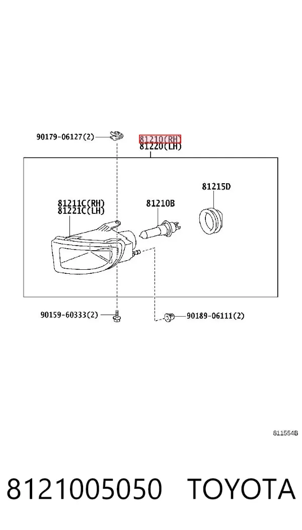 Lampa przeciwmgielna prawa 8121005050 Toyota