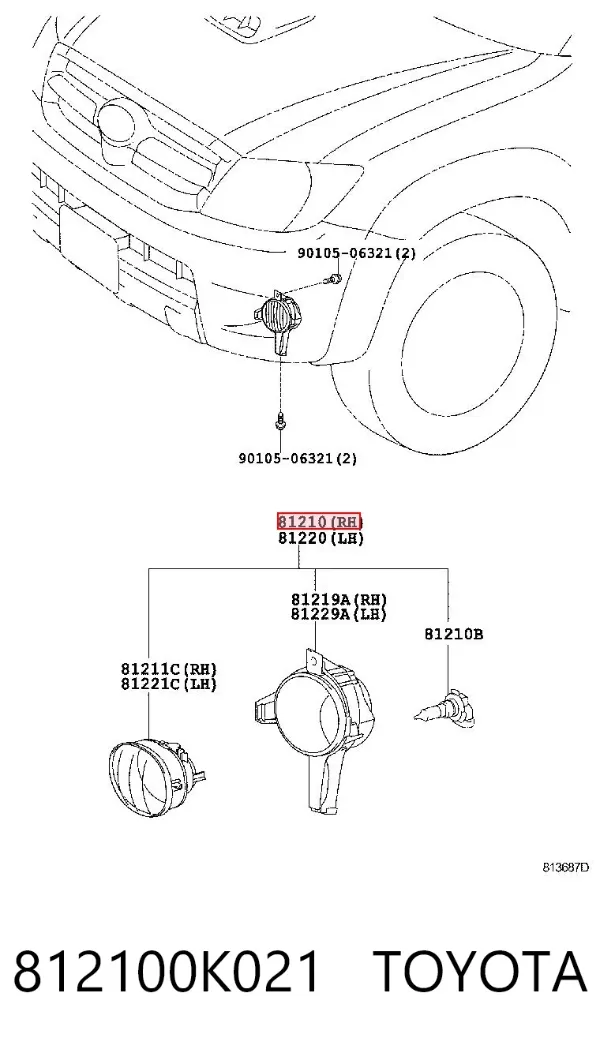 Lampa przeciwmgielna prawa 812100K021 Toyota