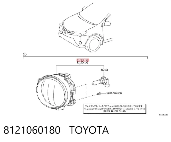 Lampa przeciwmgielna prawa 8121060180 Toyota