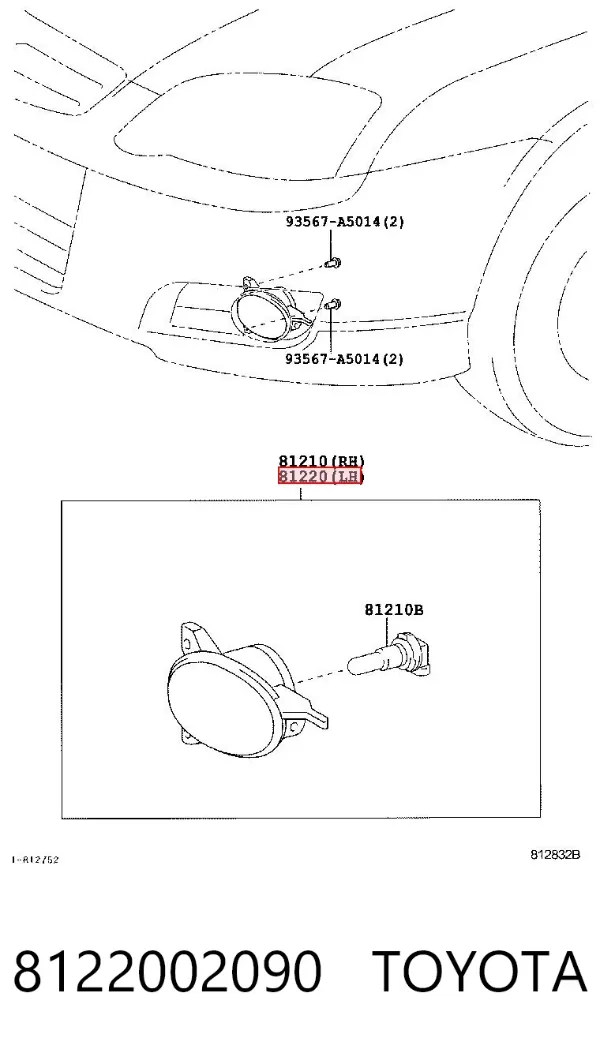 Lampa przeciwmgielna lewa 8122002090 Toyota