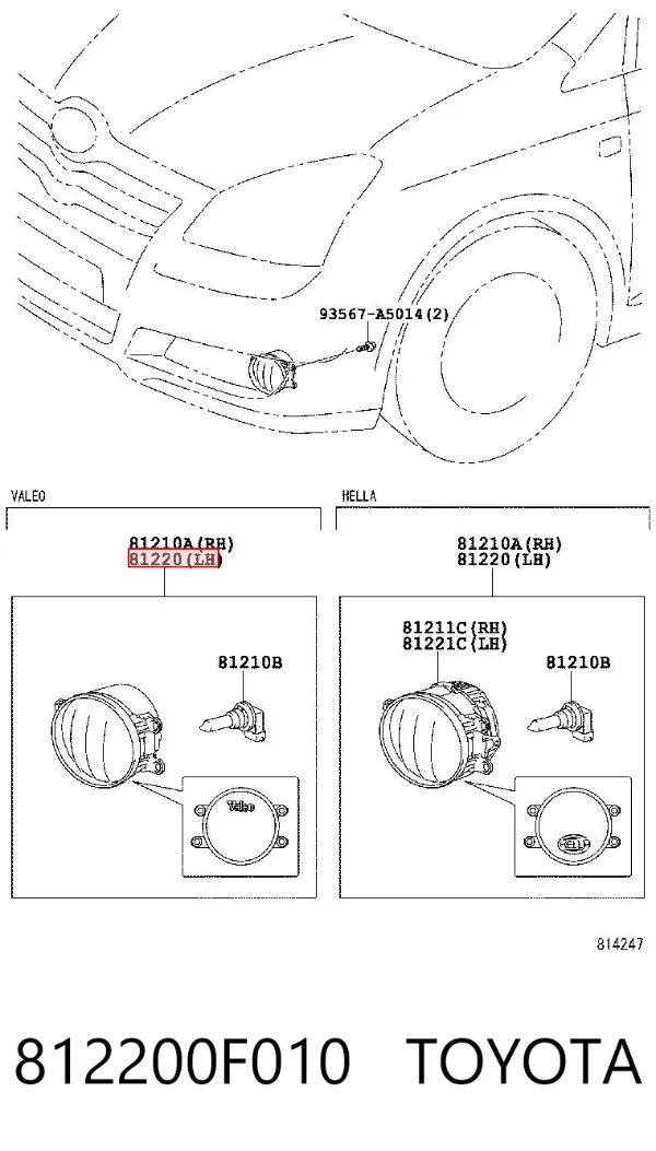Lampa przeciwmgielna lewa 812200F010 Toyota