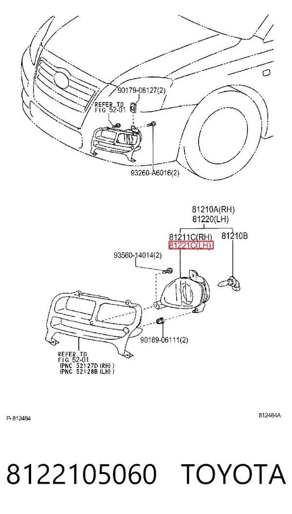 Lampa przeciwmgielna lewa 8122105060 Toyota