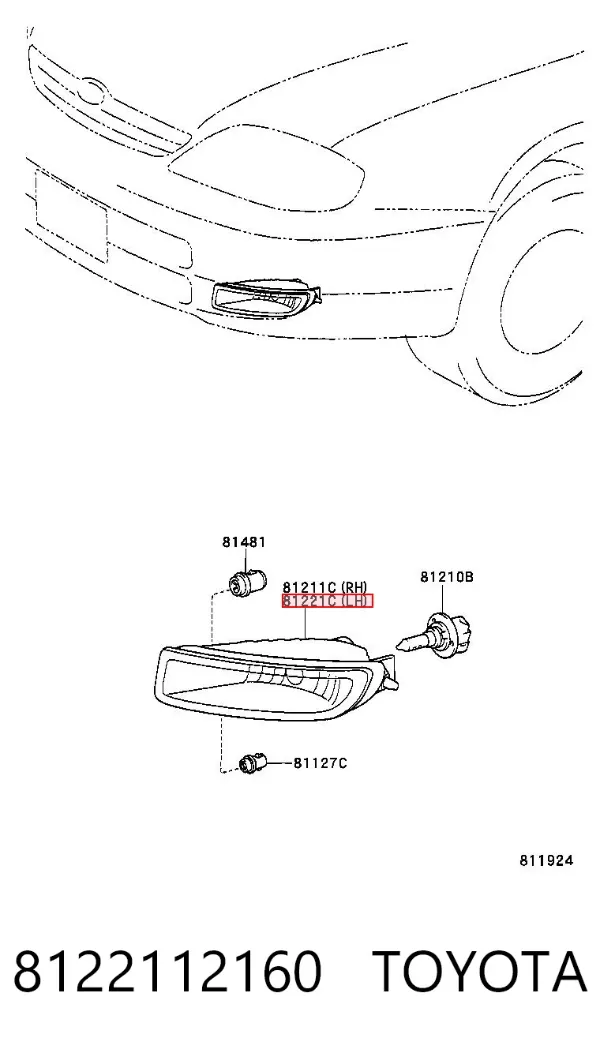 Lampa przeciwmgielna lewa 8122112160 Toyota
