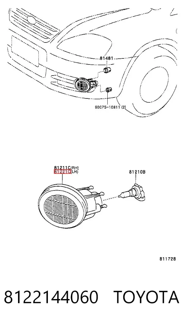 Lampa przeciwmgielna lewa 8122144060 Toyota