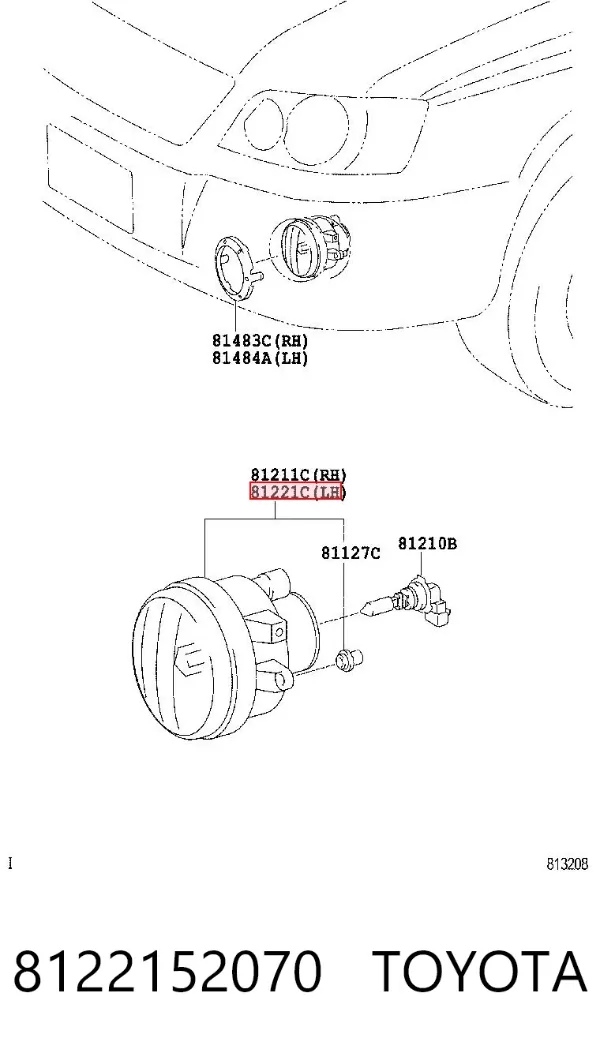 Lampa przeciwmgielna lewa Toyota Highlander I