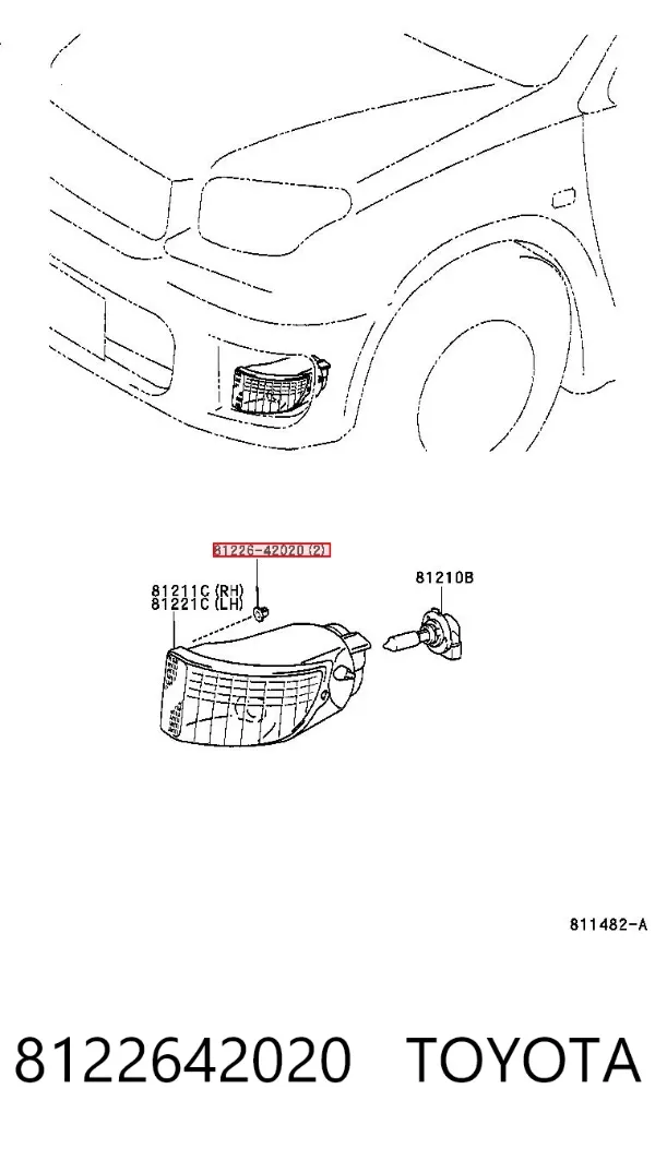 Wspornik (adapter) mocowania reflektora przedniego 8122642020 Toyota