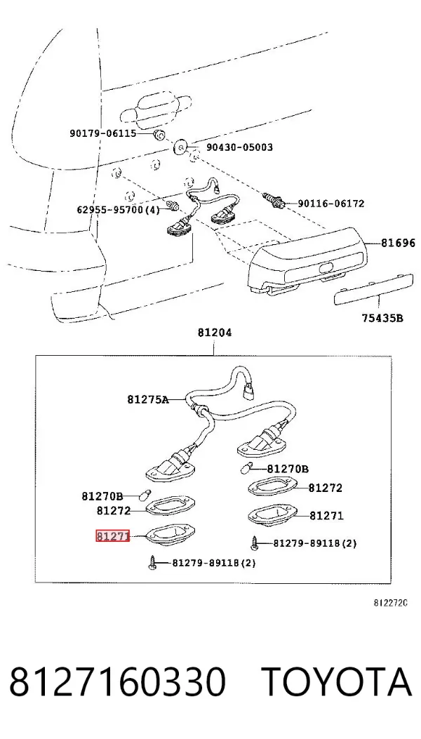 Lampa oświetlenia tylnej tablicy rejestracyjnej 8127160330 Toyota