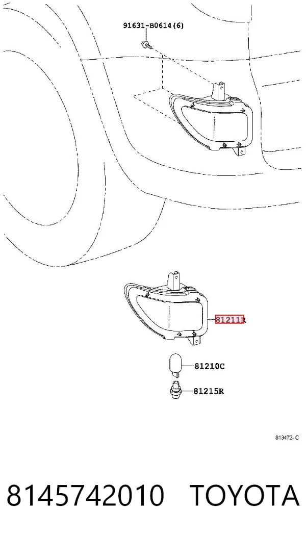 Przednia lampa przeciwmgielna tylna prawa 8145742010 Toyota