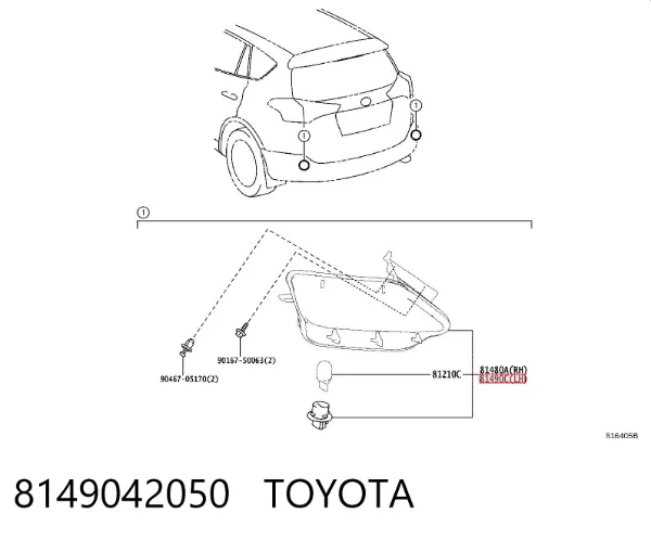 Przednia lampa przeciwmgielna tylna lewa 8149042050 Toyota